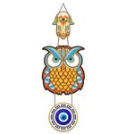 Artvibes Owl Shape Wooden Wall Hanging Luck Prosperity For Home Decor | Hamsa Hand Decoration Livingroom, Modern Artwork Item | Mdf Door Decorative (WH_8504N)