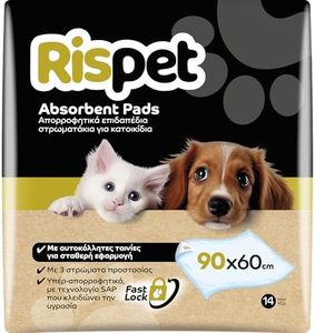 RISPET Tapis hygiéniques pour Chiens 90 x 60 cm, Haute Absorption avec Technologie contrôle des odeurs, 14 unités