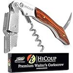 HiCoup Kitchenware Corkscrew Wine Opener - Bottle Openers w/Foil Cutter for Waiters & Bartenders - Sandalwood