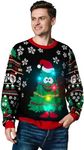 OFF THE RACK Men's Unisex Led Light Up Ugly Christmas Jumper for Men & Women Sweater, Happy to Tree You!, S UK