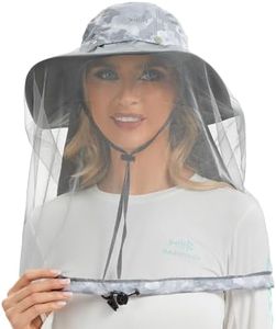 BASSDASH UPF 50+ Mosquito Sun Hat with Hidden Head Net and Neck Flap for Men Women Outdoor Fishing Hiking Camping