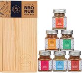 BBQ Rub Gift Set - Spice Gift Set in Premium Wooden Box - Great Grilling Gift for Father's Day, Christmas, Birthday for Him, Dad, Men, or Her - Unique Barbecue Seasonings (Set of 6)