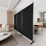 C-Hopetree 3 Panels Room Divider, 6 Ft Tall Indoor Folding Privacy Screen, Portable Partition Separator, Freestanding Separation Temporary Wall for Office, Bedroom, 102" W X 71" H, Black