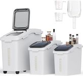 DWVO Large Ingredient Storage Bins, 20.6 Gal(11.4+5.8+3.4 Gal) Flour Rice Food storage Containers Bins with Wheels, Scoop and Airtight Lid for Dry Food, Flour, Cereal Grain, Sugar, White, Pack of 3