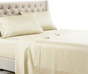 sheetsnthings Solid 600-Thread-Count, 100-Percent Cotton Queen Attached Waterbed Sheets Set, Ivory