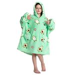 JOREAY Kids Oversized Blanket Hoodie, Girls Boys Snuggle Fleece Wearable Blanket, Sherpa Fluffy Giant Hooded Sweatshirt for Teens Avocado