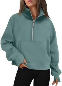 AUTOMET Womens Sweatshirts Half Zip Cropped Pullover Fleece Quarter Zipper Hoodies 2026 Fall Fashion Outfits Clothes Green XX-Large
