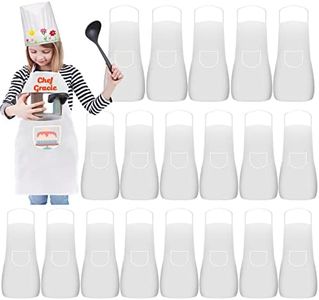 Ecoofor 24 Pieces Kid Aprons, Kid Chef Aprons with Pocket Children Chef Apron for Boys Girl's Kitchen Cooking Baking Painting Wear (Ages 5-12)