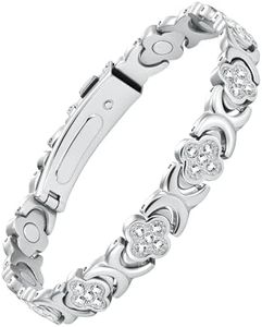 Feraco Ultra Strength Magnetic Bracelets for Women with Neodymium Magnets & Sparkling Zirconia, Adjustable with Sizing Tool