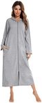 Verve Jelly Women's Long Sleeve Nightgown Sleep Dress Soft Nightshirt Sleepwear Lounge Dresses Grey