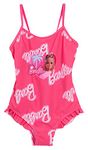 Barbie Girls Swimming Costume Kids Pink One Piece Swimsuit Beach Pool Swimwear