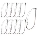 Molain 10 Pcs Weedless Wacky Rig Hooks Bass Fishing Hooks Worm Hooks Long Neck Hooks Anti-Hanging Bottom Mouthguard Fish Hook for Wacky Rigging Worm Lure