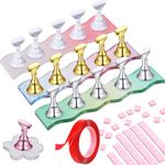 Nail Holder for Painting Nails,3 Set Strong Magnet Nail Stand for Press Ons with 48Pcs Putty, 1M Double-Sided Tape, Crystal Nail Tip Stand for Beginner Home Nail Art Desgin Practice DIY Salon Use