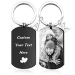 Easycosy Personalised Photo Keyring Engraving Double Sided Keychain Custom Father's Day Birthday Anniversary Memorial Gifts for Dad Men Grandpa Boyfriend