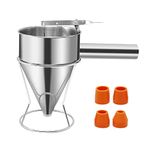 Stainless Steel Funnel Octopus Balls Tools 1.2 L Pancake Batter Dispenser with 4 Leakage Nozzles Cake Cupcake Desserts Maker Confectionery Funnel for Kitchen Bakery