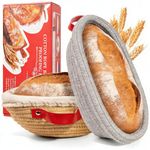 Banneton Proofing Basket, 9" Round & 10" Oval Sourdough Bread Proving Basket with Liner & Cover | Cotton Rope Sourdough Starter Baskets Baking Accessories, Artisan Baking Gifts for Women, Wife, Bakers