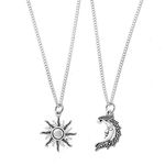 MJartoria Best Friend Necklaces Set Of 2 Soul-Sisters Friends For Life Necklace Best Friend Moon & Sun Matching Bff Friendship Necklace Friendship Jewelry Gifts For Besties For Womens (Silver-2Pcs)