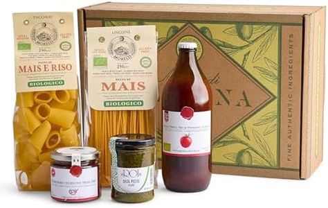 Bellina Gluten-Free Vegan Gift Basket - Italian Gift Basket With GF Pasta, Sun Dried Tomatoes, Basil Pesto, & Tomato Sauce - Vegan - Vegetarian Gourmet Pasta Gift Basket for Foodies, Holiday Gift Imported from Italy