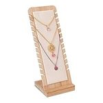 PH PandaHall 12 Slots Necklace Jewellery Display Stand Wood Necklace Holder Jewellery Tabletop Display Boards Long Chain Handing Showcase Organizer with Leather for Necklaces Pendants Bracelets