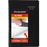 AT-A-GLANCE 2024-2025 Academic Planner, Weekly, Hourly Appointment Book, 5" x 8", Small, Pocket, Flexible Cover, Black (7010105)