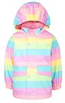 Fringoo - Kids Raincoat - Rainbow Stripes Design - Waterproof Jacket For Kids - Age 5/6 Years - Multicoloured Stripe - Machine Wash - Lightweight Coat