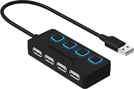 SABRENT 4-Port USB 2.0 Data Hub with Individual LED lit Power Switches [Charging NOT Supported] for Mac & PC (HB-UMLS)