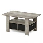 Furinno Andrey Coffee Table with Bin Drawer, French Oak/Black, 80 (W) x 39.6 (H) x 48.3 (D) cm