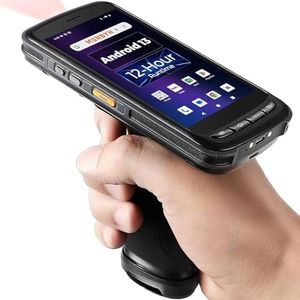 MUNBYN Android Barcode Scanner Full Screen, 8000mAh Mobile Computer, Equip with 1D/2D QR Zebra Scanner Engine, Pistol Grip Handheld Android 11, PDA for WMS, 4G Wi-Fi GPS Data Inventory Barcode Scanner