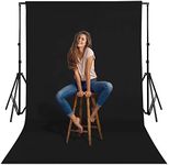 Black Backgrounds for Photography, 10 x 12 ft Polyester Chromakey Backdrop Cloth, Collapsible Solid Color Background for Photo Shooting, Streaming Live, Video Studio