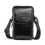 Hengwin Leather Phone Holster Fits for iPhone 14 Pro Max 13 Pro Max 12 Pro Max 11 XR 15 8 7 6 Plus Samsung Galaxy S24 Ultra Belt Pouch Wallet Case with Belt Clip Cell Phone Bag Crossbody Purse (Black)