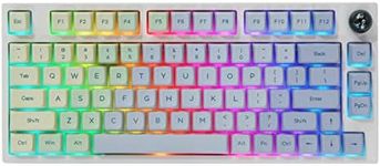 EPOMAKER TH80 Pro 75% Hot Swap RGB 2.4Ghz/Bluetooth 5.0/Wired Gaming Mechanical Keyboard, with 4000mah Battery, MDA PBT Keycaps, Knob Control for Win/Mac/PS5/PS4/Xbox (Monet, Budgerigar Switch)