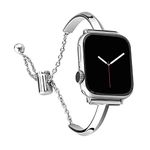 Secbolt Stainless Steel Straps Compatible with Apple Watch Straps 38mm 40mm 41mm iWatch SE Series 8 7 6 5 4 3 2 1, Slim Versatile Bangle Bracelet for Women, Silver
