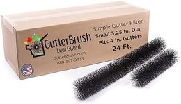 GutterBrush Gutter Guard 3.25-Inch Diameter – 24 Ft - DIY Leaf Filter for Small Gutters, No Tools Needed, Prevents Clogs & Reduces Cleaning