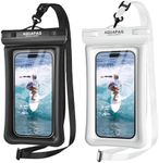 IPX8 Waterproof Phone Pouch 2 Pack-Up to 7.0"，Adjustable Neck Lanyard Floating Waterproof Phone Case for iPhone,Phone Dry Bags for Vacation Beach Pool Travel Essentials (Black White 2 Pack)