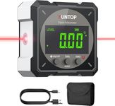 XUNTOP Angle Finder Digital Angle Finder with Laser, 4-Side Strong Magnetic Angle Gauge IP54 Waterproof Inclinometer Level, Craftsman's Choice for Woodworking Renovations-Black