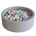 Wonder Space Deluxe Kids Round Ball Pit, Premium Handmade Kiddie Balls Pool, Soft Indoor Outdoor Nursery Baby Playpen, Ideal Gift Play Toy for Children Toddler Infant Boys and Girls (Light Grey)