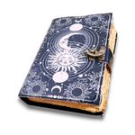 Vintage Sun Moon Leather Journal | Handmade | 200 Deckle Edge Pages | C-Lock (10 * 7inch, Black)