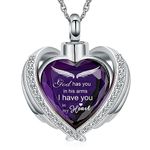 shajwo Cremation Jewelry Crystals Heart Urn Necklace for Ashes for Women Men Keepsake Pendant Memorial Locket Ash Holder,Purple