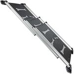 KATSU Tools Dog Ramp, 150lbs Loading Capacity, Aluminum Alloy Portable Foldable Lightweight Anti-Slip Ramp, 71-156cm, Black/Silver 699900
