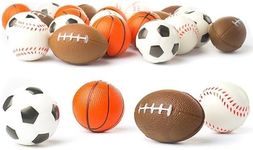 Set of 24 Sports 2.5" Stress Balls - Includes Soccer Ball, Basketball, Football, Baseball Squeeze Balls for Stress Relief, Party Favors, Ball Games and Prizes, Stocking Stuffers - Bulk 2 Dozen Balls