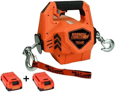 Mile Marker Rhino Pull 1000-24V Portable Electric Winch Battery Powered Winch 1/2 Ton (1000 lb) Electric Hoist Wire and Wireless Remote - Includes 2 Batteries (1 Bonus) and Accessories