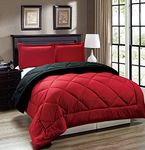 Legacy Decor 3pc Down Alternative, Reversible Comforter Set Red and Black, King Size