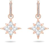 Swarovski Women's Symbolic Stud Pierced Hoop Earrings, Set of Brilliant White Swarovski Crystal Star Earrings with Rose-gold tone plating