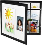 Americanflat Kids Art Frame with Two Openings - One 8.5x11 Picture Frame for Kids Art Display and One 4x6 Picture Frame - My Mini Masterpiece - Kids Artwork Frames Changeable Display - Black