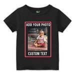 Bouncy Toonz Customized Tshirts for Kids Boys 1-2 Years Black Round Neck Half Sleeve Cotton T-Shirts Photo Gift - (cus-photoprint-boy-black-1-2y)