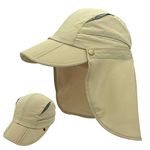 Magracy Outdoor Boys Wide Brim Sun Protection Cap Mesh UPF50+ Neck Flap Hat Quick Dry Fishing Hats Khaki