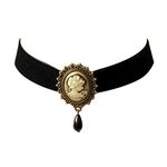 JJTZX Victorian Black Velvet Lace Cameo Choker Gothic Lady Cameo Necklace Gift for Her, 树脂