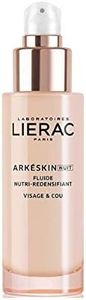Lierac Arkeskin Fluido Viso Nutriente Ridensificante Notte per la Pelle in Menopausa, con Acido Ialuronico, Formato da 50 ml