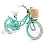 HONEY JOY Kids Bike, 16 Inch Retro Toddler Bikes w/Training Wheels, Handbrake & Coaster Brake, Steel Frame, Fully Enclosed Chain, Adjustable Handlebar & Seat, Kids Bicycle for Girls Boys Age 3-8