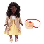 DOLLFUN World Girls 18 inch Fashion Doll Set Hanna(Africa) Fashion Dress Up Doll with Hair for Styling, Clothes, Shoes and Accessories. Black Hair and Brown Eyes, African American